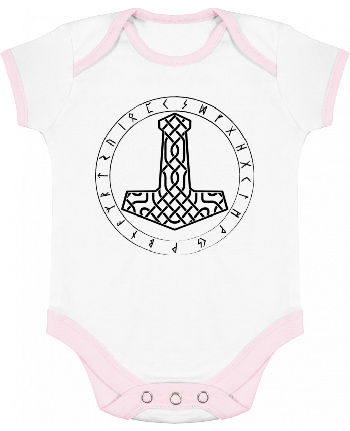 Body bébé manches contrastées Mjöllnir symbole viking par KronoArt