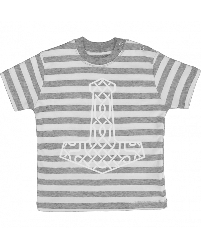 Tee-shirt bébé à rayures Mjöllnir symbole viking par KronoArt