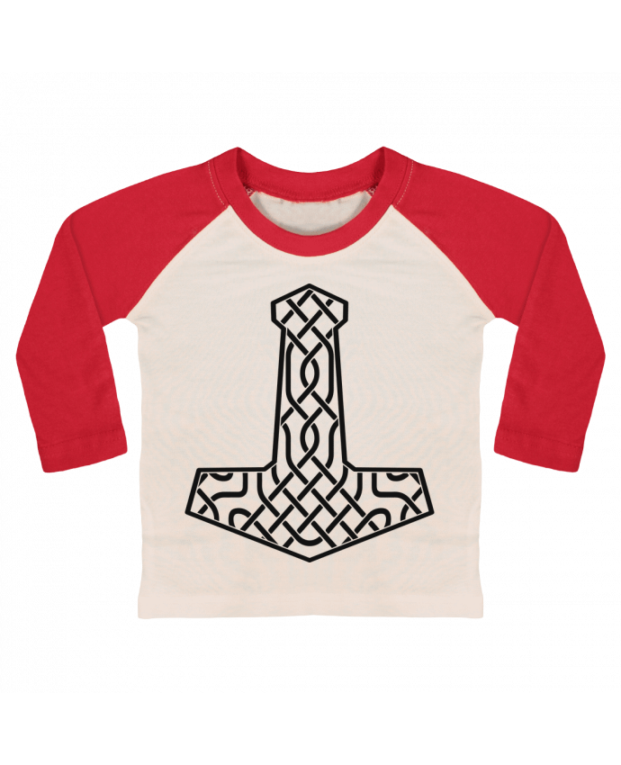 Tee-shirt Bébé Baseball ML Mjöllnir symbole viking par KronoArt