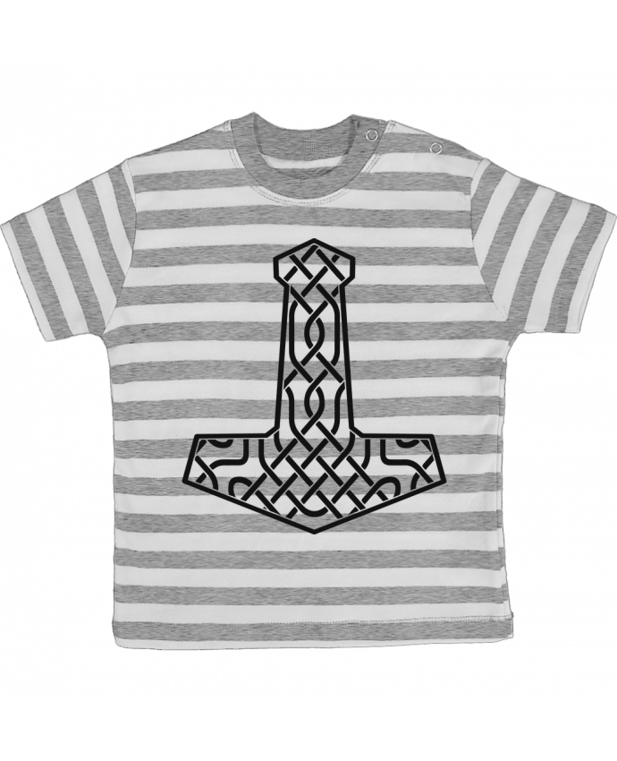 Tee-shirt bébé à rayures Mjöllnir symbole viking par KronoArt