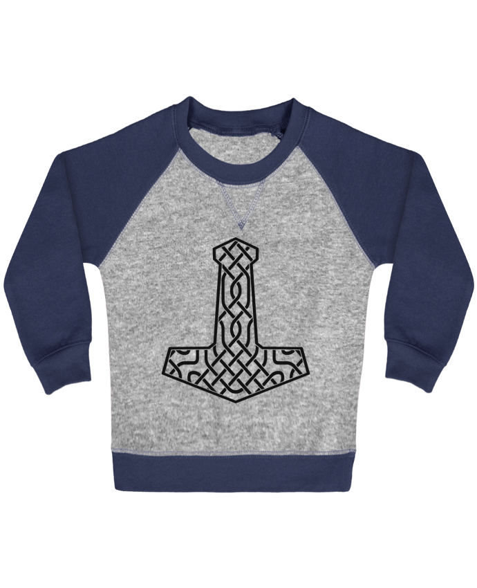 Sweat bébé manches contrastée Mjöllnir symbole viking par KronoArt