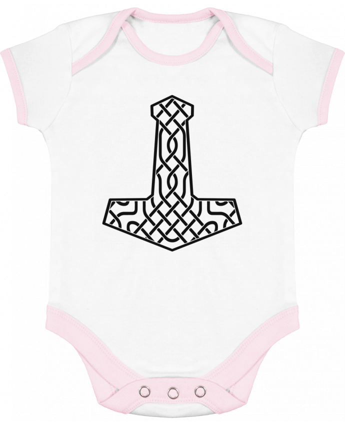 Body bébé manches contrastées Mjöllnir symbole viking par KronoArt