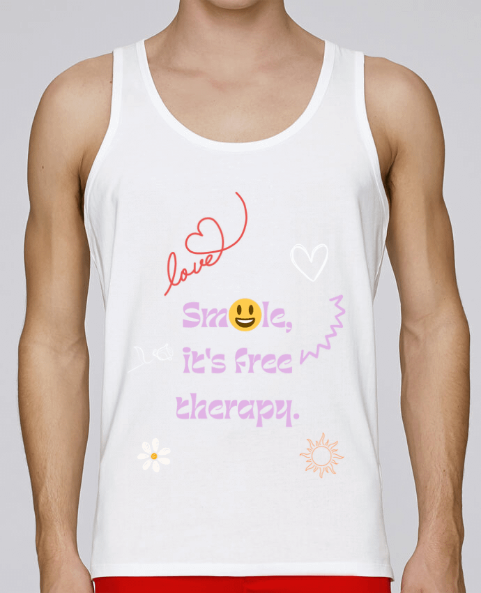 Débardeur homme smile it's free therapy par Designfun 100% coton bio