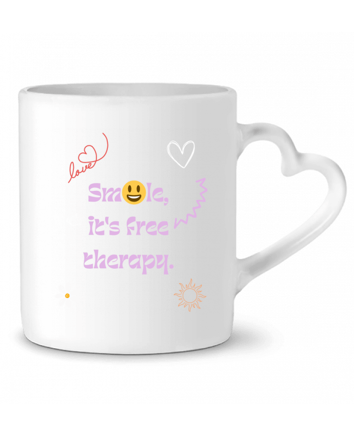 Mug coeur smile it's free therapy par Designfun