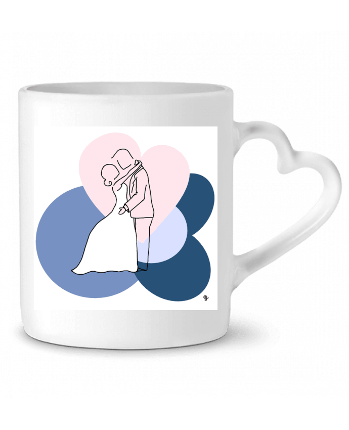 Mug coeur Mariés - Bleu de Chine - 3500 par Eledansaboutique