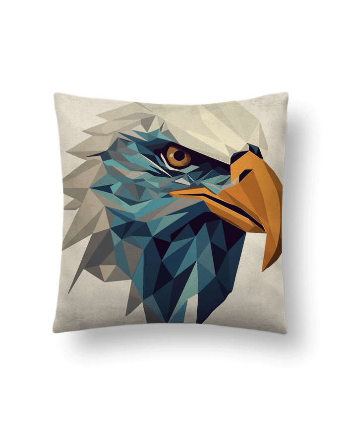 Coussin suédine Aigle stylisé, géométrique par KronoArt