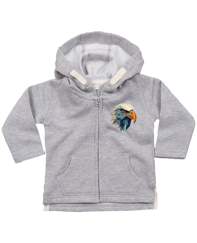 Sweat à capuche bébé zippé Aigle stylisé, géométrique par KronoArt