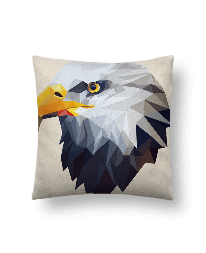 Coussin suédine Aigle stylisé, géométrique par KronoArt