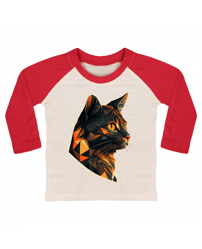 Tee-shirt Bébé Baseball ML Illustration de Chat stylisé par KronoArt