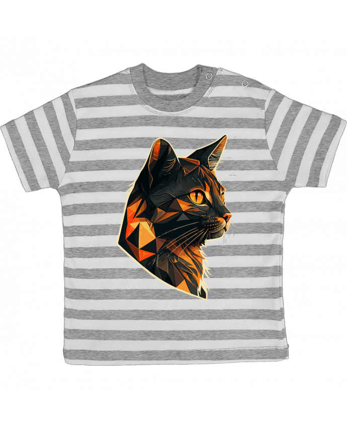 Tee-shirt bébé à rayures Illustration de Chat stylisé par KronoArt