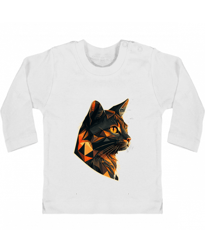 T-shirt bébé Illustration de Chat stylisé manches longues du designer KronoArt