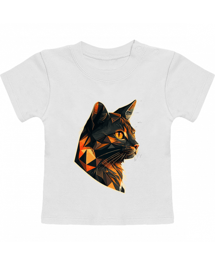 T-shirt bébé Illustration de Chat stylisé manches courtes du designer KronoArt