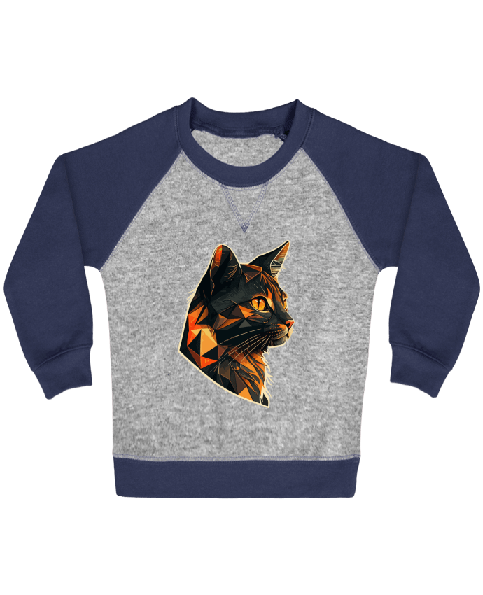 Sweat bébé manches contrastée Illustration de Chat stylisé par KronoArt