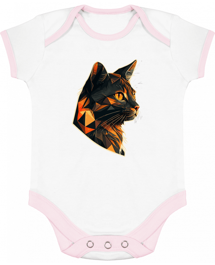 Body bébé manches contrastées Illustration de Chat stylisé par KronoArt