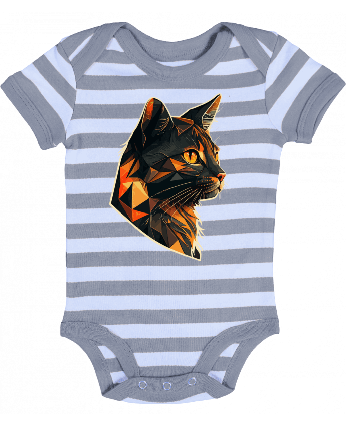 Body Bébé Rayé Illustration de Chat stylisé - KronoArt