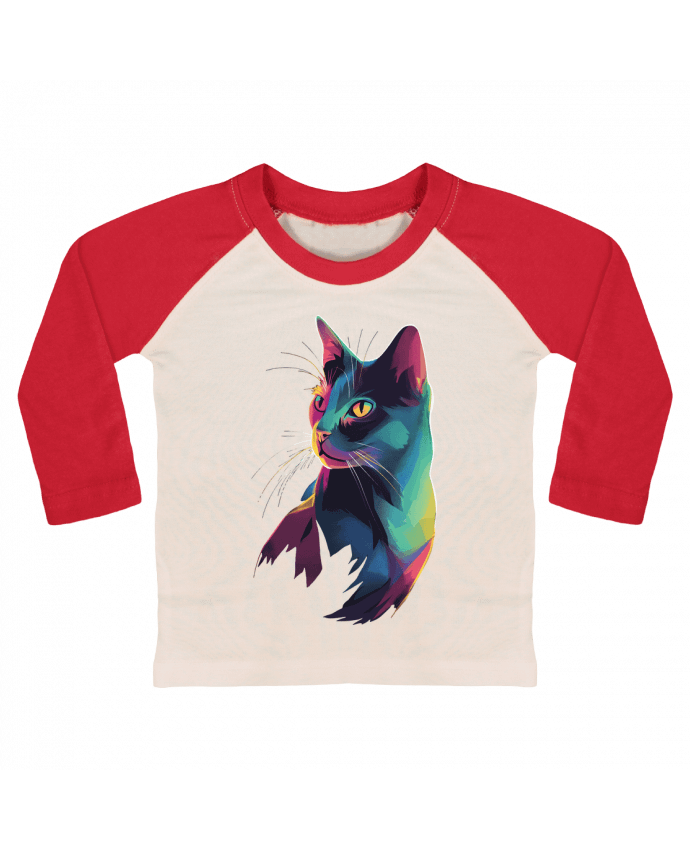 Tee-shirt Bébé Baseball ML Illustration de Chat stylisé par KronoArt