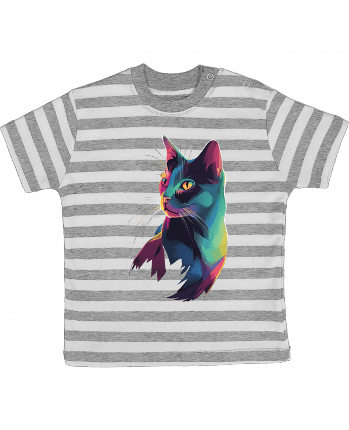 Tee-shirt bébé à rayures Illustration de Chat stylisé par KronoArt