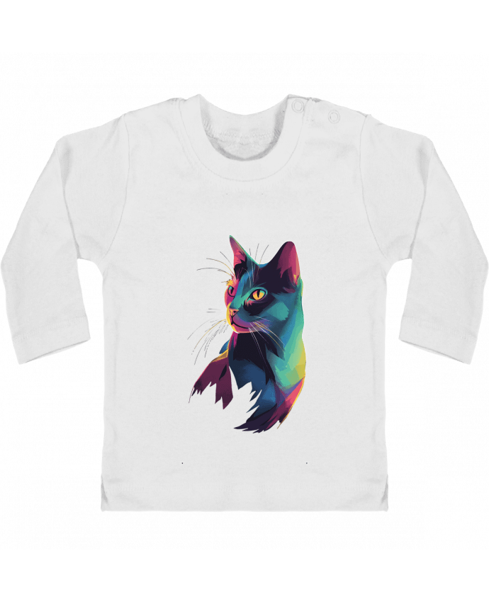 T-shirt bébé Illustration de Chat stylisé manches longues du designer KronoArt