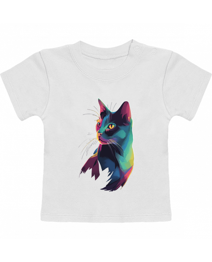 T-shirt bébé Illustration de Chat stylisé manches courtes du designer KronoArt