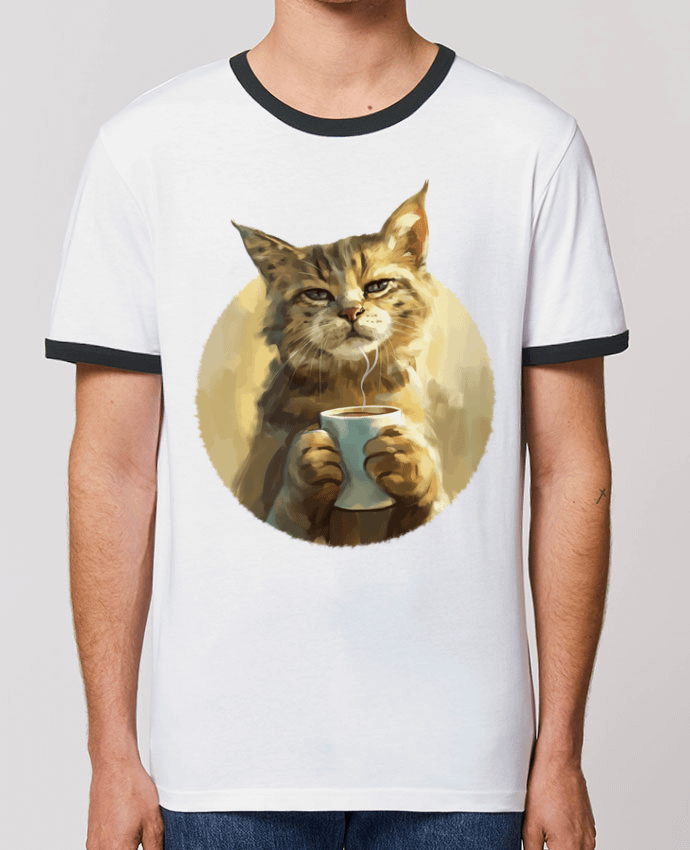 T-shirt Illustration de Chat avec sa tasse de café par KronoArt