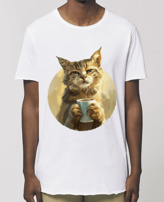 Tee-shirt Homme Illustration de Chat avec sa tasse de café Par  KronoArt