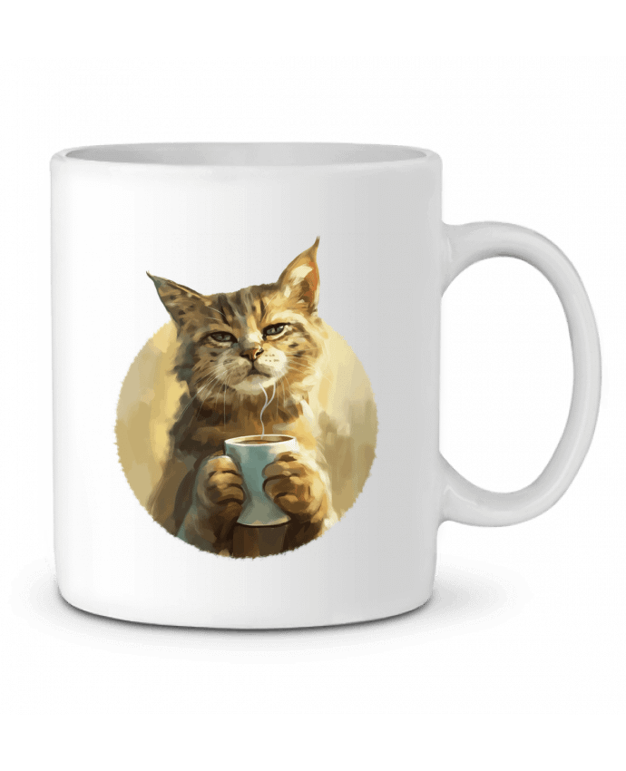 Mug  Illustration de Chat avec sa tasse de café par KronoArt