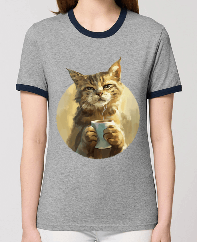 T-shirt Illustration de Chat avec sa tasse de café par KronoArt