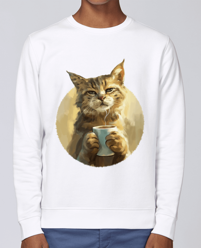 Sweatshirt Illustration de Chat avec sa tasse de café par KronoArt