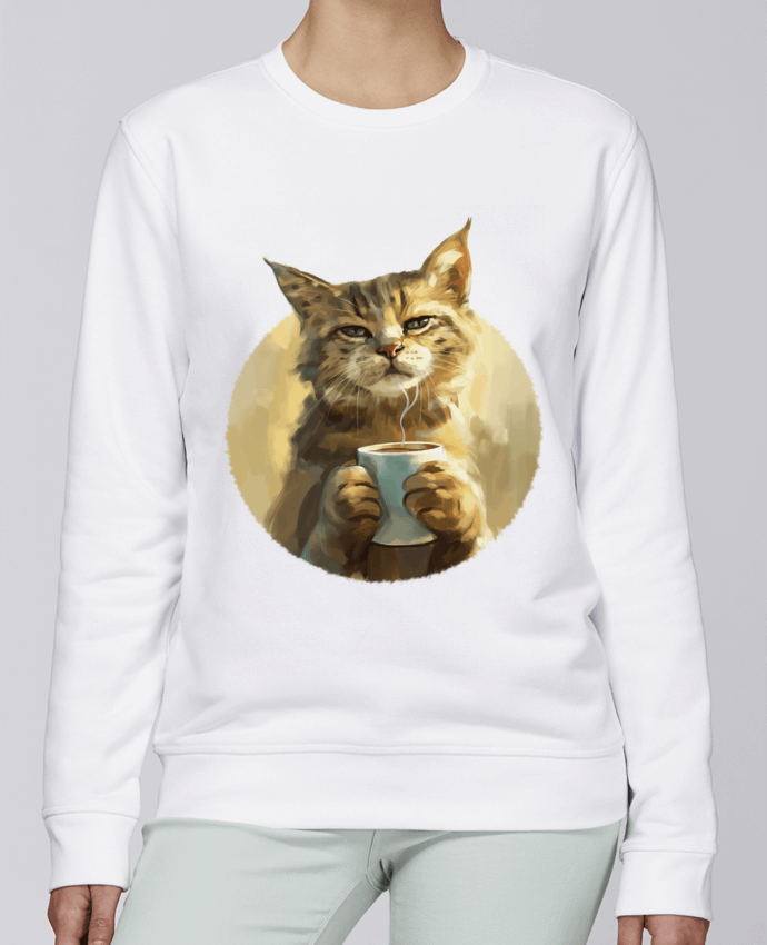 Sweatshirt Illustration de Chat avec sa tasse de café par KronoArt