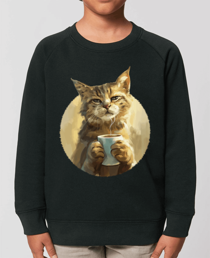 Sweat-shirt enfant Illustration de Chat avec sa tasse de café Par  KronoArt