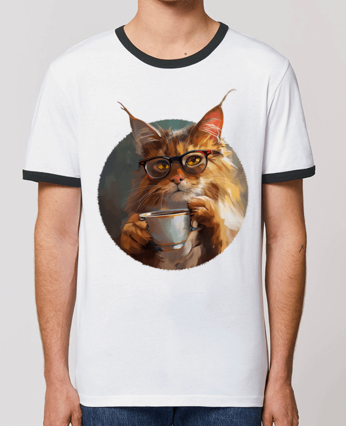 T-shirt Illustration de Chat avec sa tasse de café par KronoArt