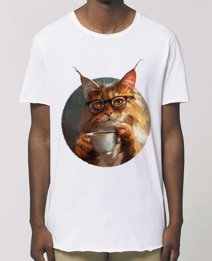 Tee-shirt Homme Illustration de Chat avec sa tasse de café Par  KronoArt