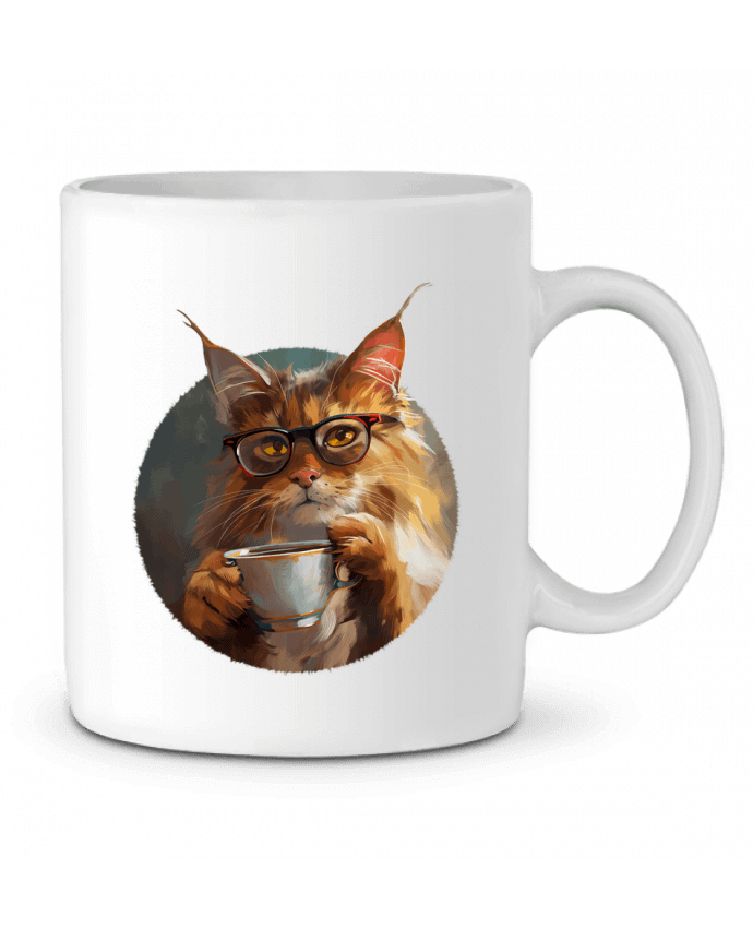 Mug  Illustration de Chat avec sa tasse de café par KronoArt