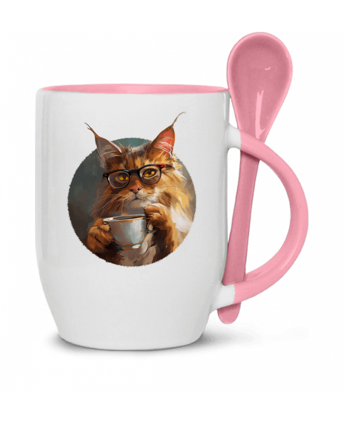  Tasse cuillère Illustration de Chat avec sa tasse de café par KronoArt