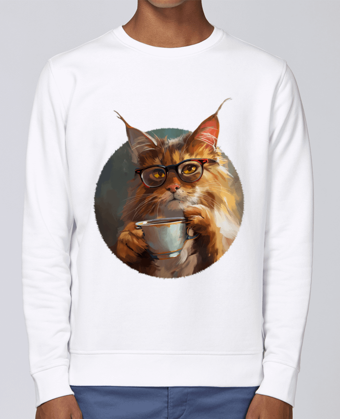 Sweatshirt Illustration de Chat avec sa tasse de café par KronoArt