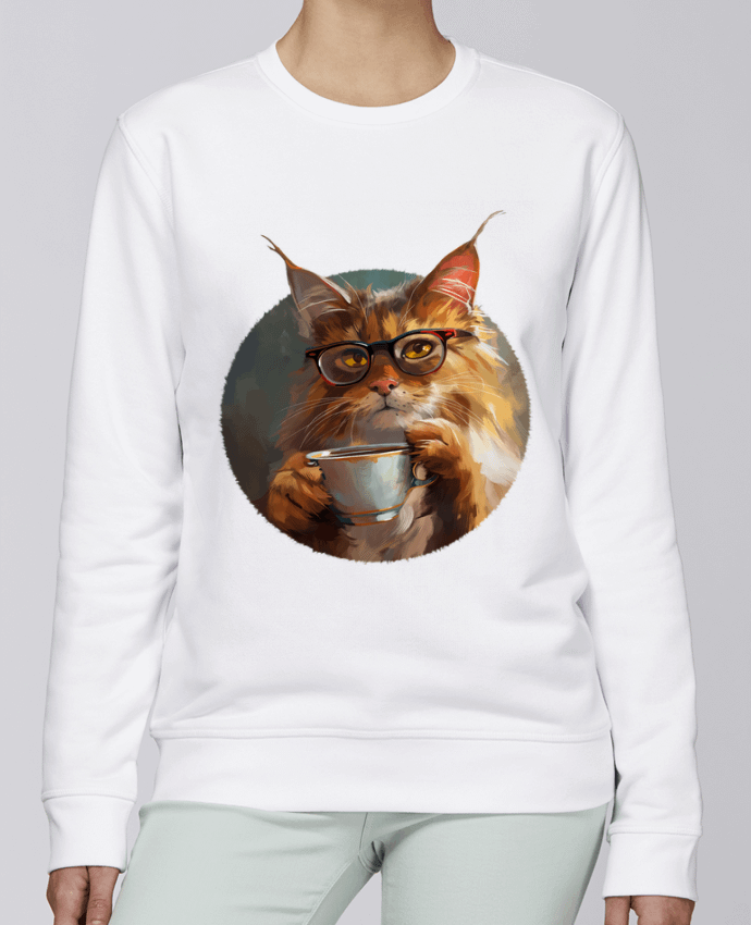 Sweatshirt Illustration de Chat avec sa tasse de café par KronoArt