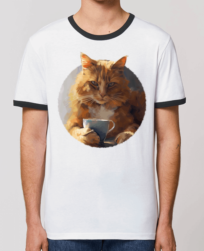 T-shirt Illustration de Chat avec sa tasse de café par KronoArt