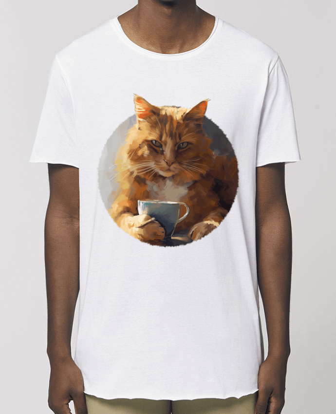 Tee-shirt Homme Illustration de Chat avec sa tasse de café Par  KronoArt