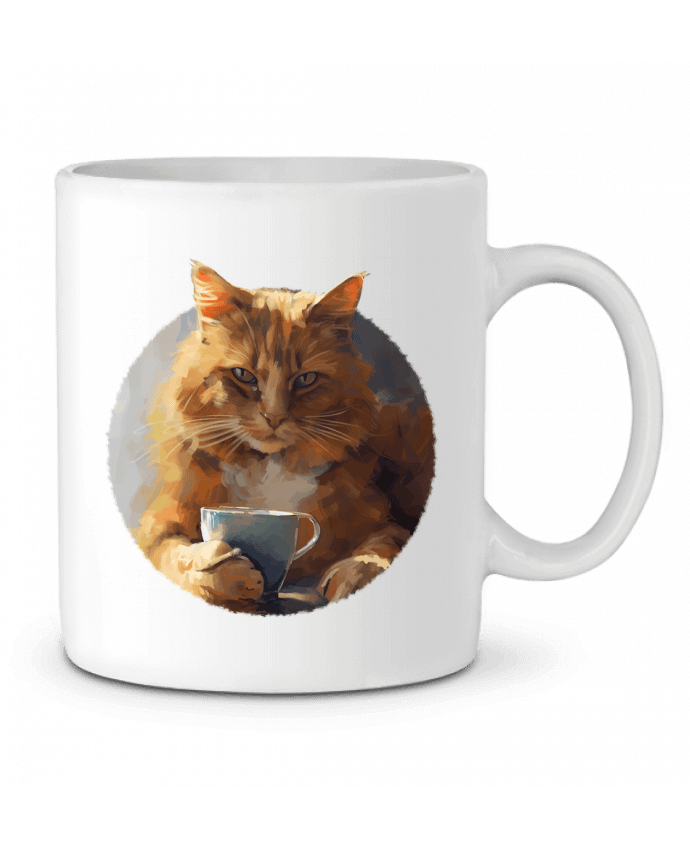 Mug  Illustration de Chat avec sa tasse de café par KronoArt