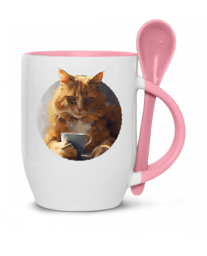  Tasse cuillère Illustration de Chat avec sa tasse de café par KronoArt