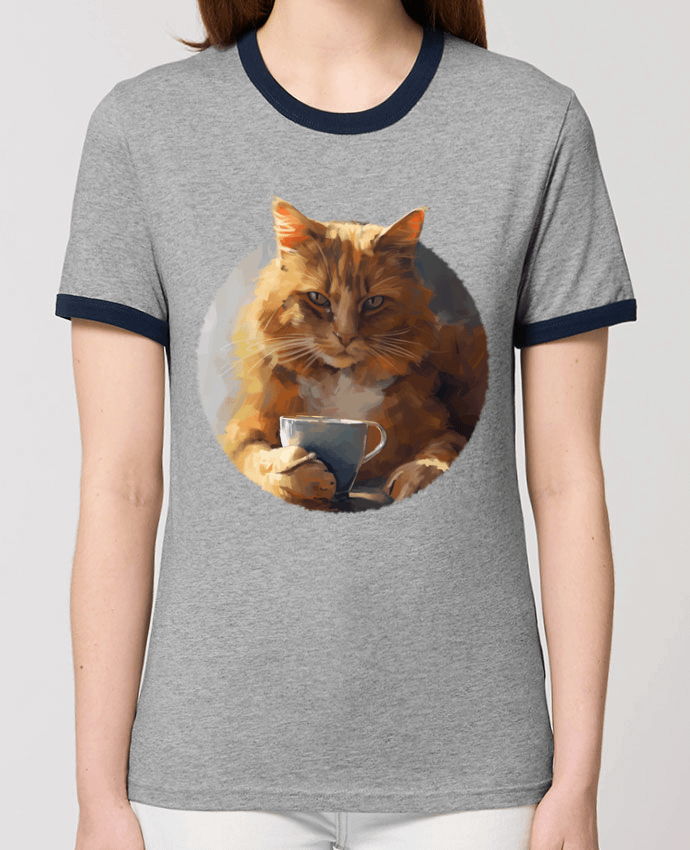 T-shirt Illustration de Chat avec sa tasse de café par KronoArt