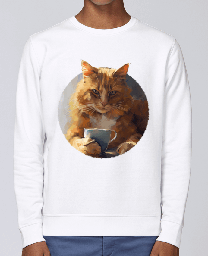 Sweatshirt Illustration de Chat avec sa tasse de café par KronoArt