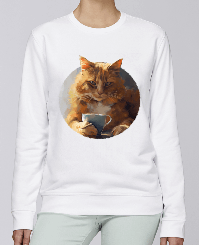 Sweatshirt Illustration de Chat avec sa tasse de café par KronoArt