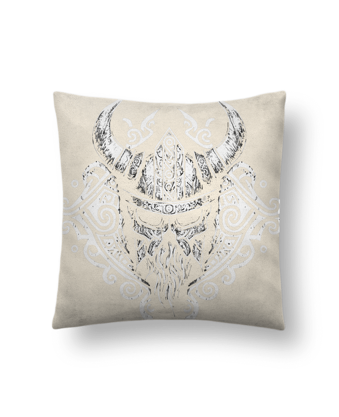 Coussin suédine Casque Viking à corne par KronoArt