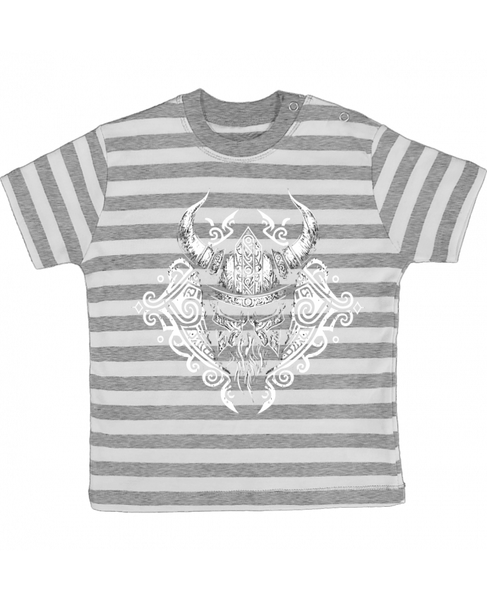 Tee-shirt bébé à rayures Casque Viking à corne par KronoArt