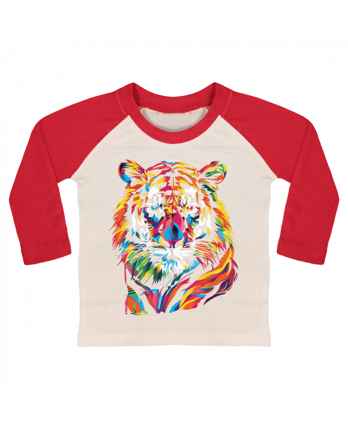 Tee-shirt Bébé Baseball ML Illustration de Tigre stylisé par KronoArt