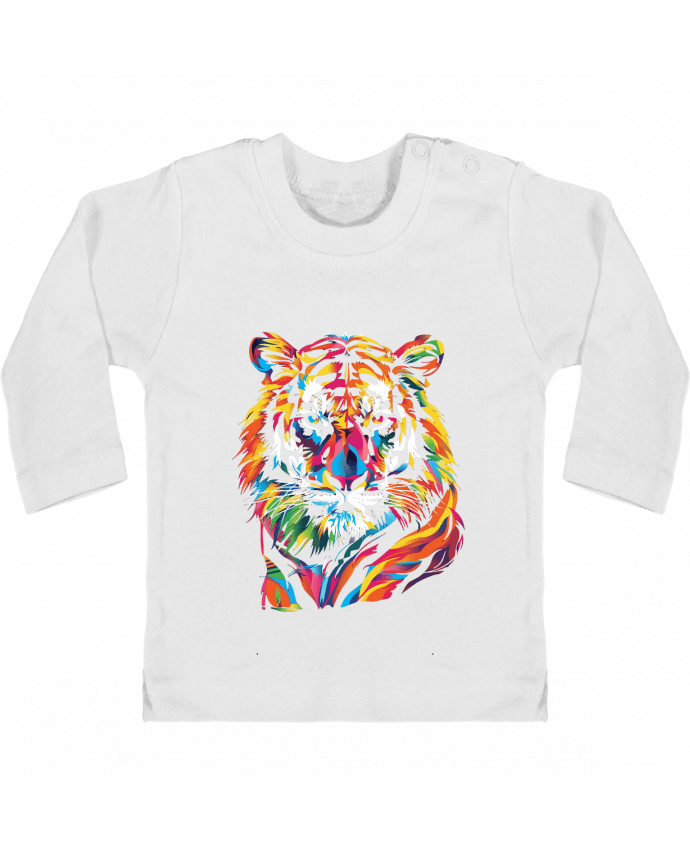 T-shirt bébé Illustration de Tigre stylisé manches longues du designer KronoArt