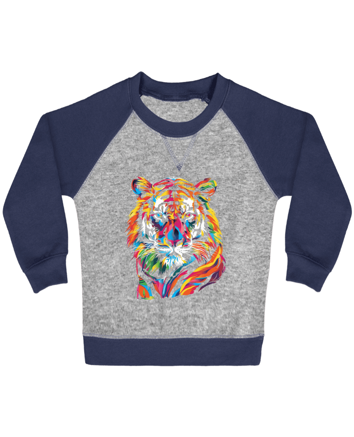 Sweat bébé manches contrastée Illustration de Tigre stylisé par KronoArt