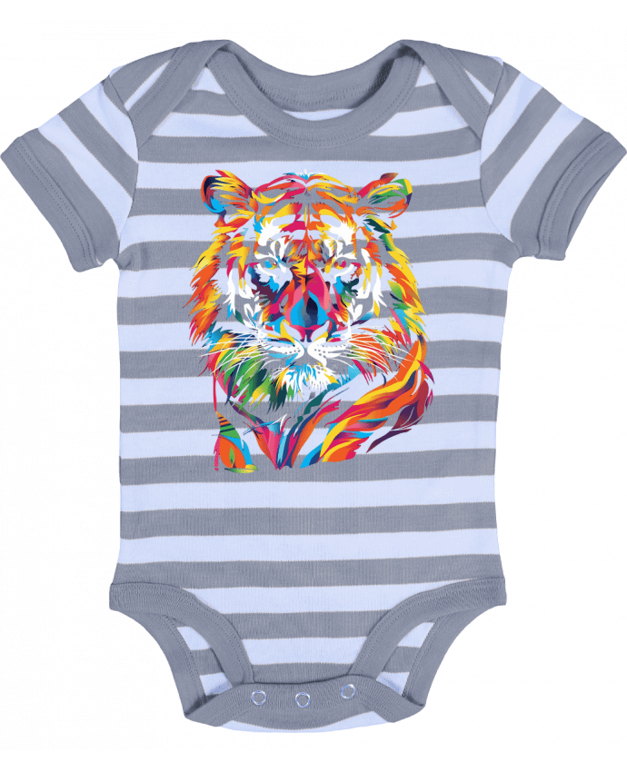 Body Bébé Rayé Illustration de Tigre stylisé - KronoArt