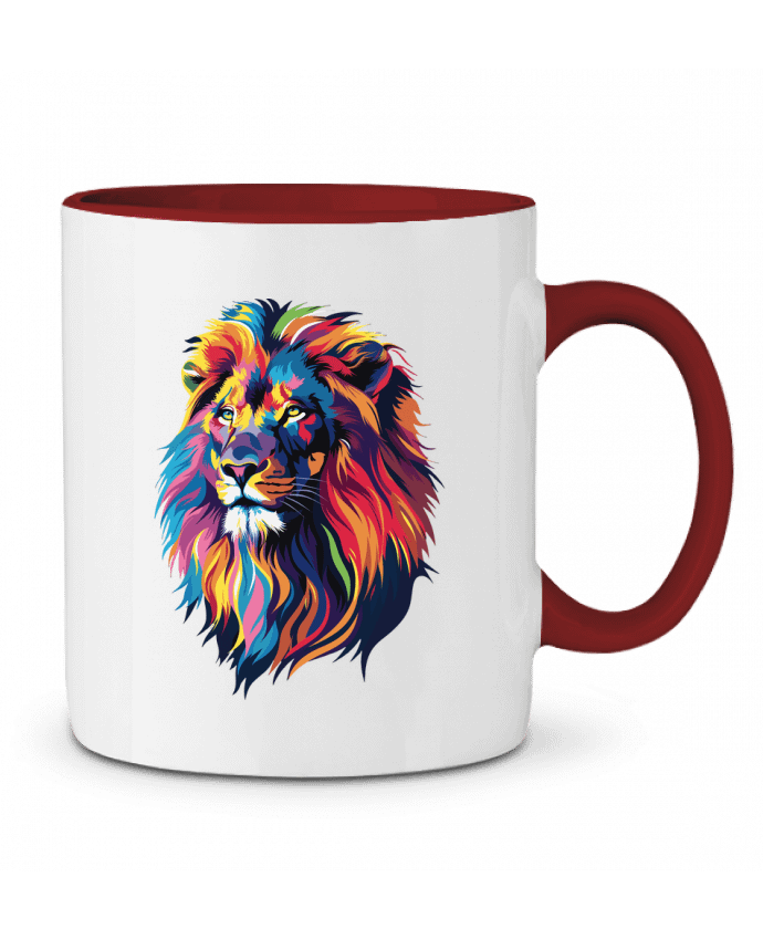 Mug bicolore Illustration de Lion stylisé KronoArt